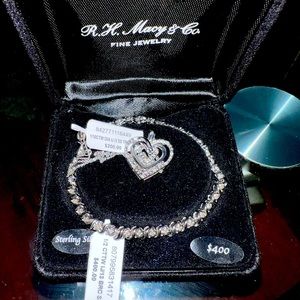 Brand New Sterling Silver Diamond Heart Necklace & Bracelet